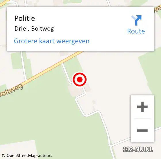 Locatie op kaart van de 112 melding: Politie Driel, Boltweg op 2 november 2024 12:20