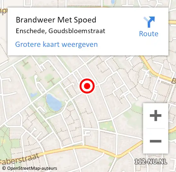 Locatie op kaart van de 112 melding: Brandweer Met Spoed Naar Enschede, Goudsbloemstraat op 2 november 2024 12:23