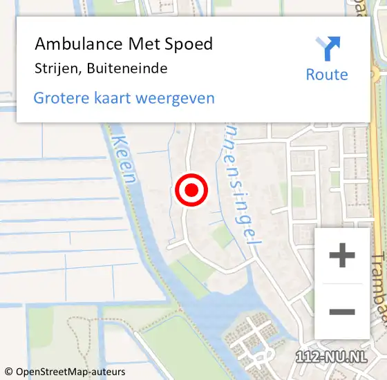 Locatie op kaart van de 112 melding: Ambulance Met Spoed Naar Strijen, Buiteneinde op 2 november 2024 12:32