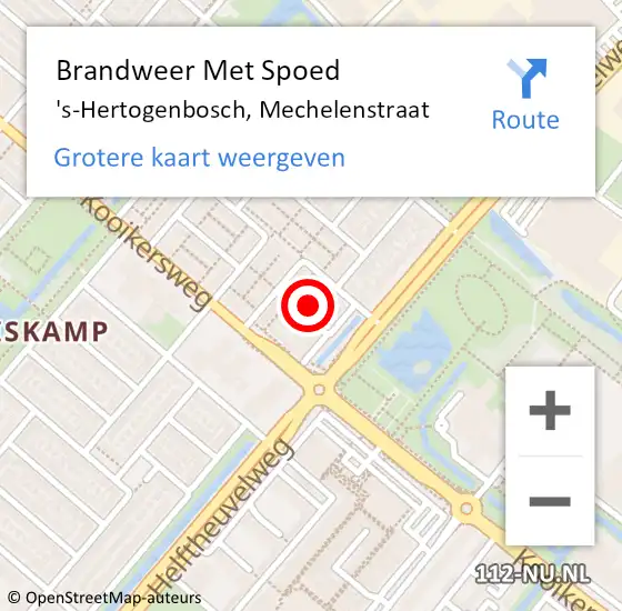 Locatie op kaart van de 112 melding: Brandweer Met Spoed Naar 's-Hertogenbosch, Mechelenstraat op 2 november 2024 12:35