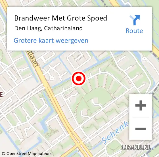 Locatie op kaart van de 112 melding: Brandweer Met Grote Spoed Naar Den Haag, Catharinaland op 2 november 2024 12:37