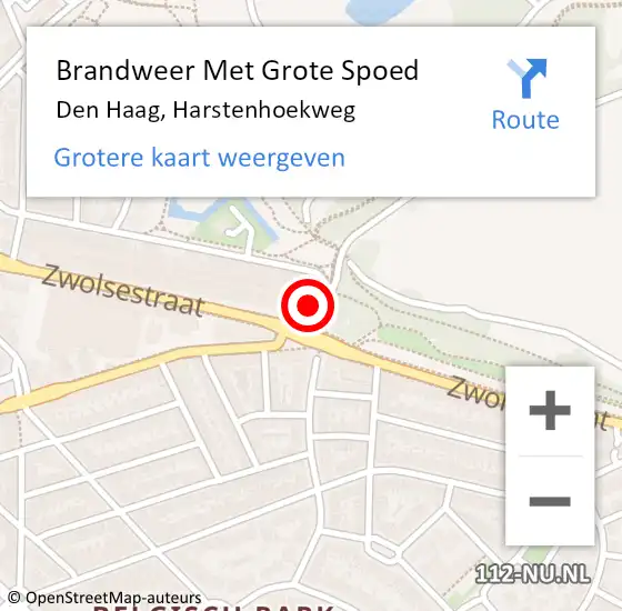 Locatie op kaart van de 112 melding: Brandweer Met Grote Spoed Naar Den Haag, Harstenhoekweg op 2 november 2024 12:40