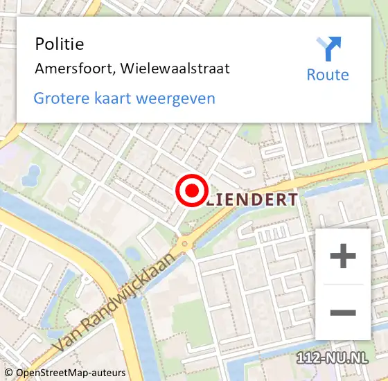 Locatie op kaart van de 112 melding: Politie Amersfoort, Wielewaalstraat op 2 november 2024 12:46