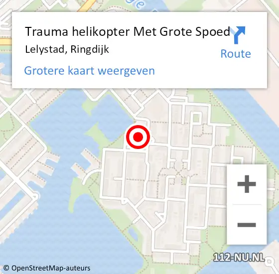 Locatie op kaart van de 112 melding: Trauma helikopter Met Grote Spoed Naar Lelystad, Ringdijk op 2 november 2024 12:53