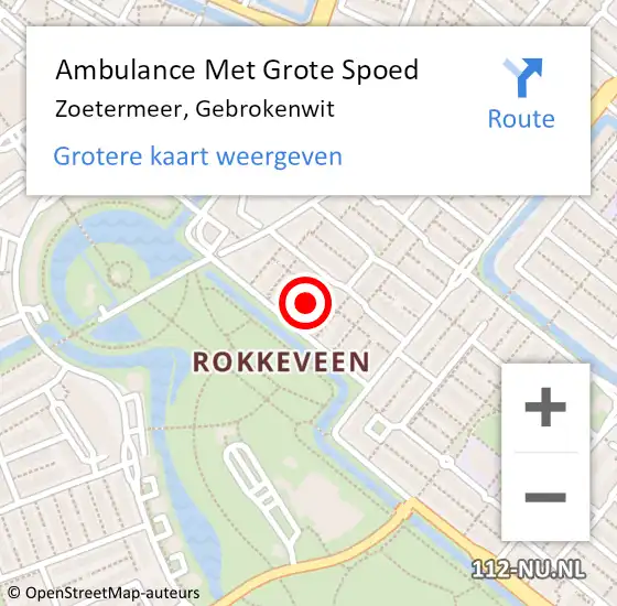 Locatie op kaart van de 112 melding: Ambulance Met Grote Spoed Naar Zoetermeer, Gebrokenwit op 2 november 2024 13:08