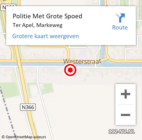 Locatie op kaart van de 112 melding: Politie Met Grote Spoed Naar Ter Apel, Markeweg op 2 november 2024 13:45