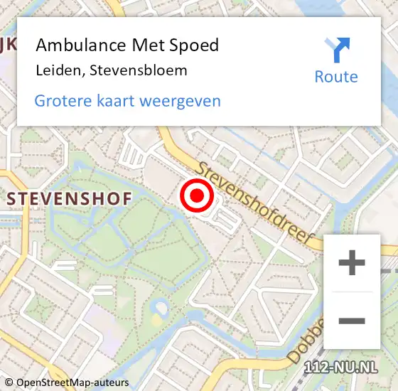 Locatie op kaart van de 112 melding: Ambulance Met Spoed Naar Leiden, Stevensbloem op 2 november 2024 13:55