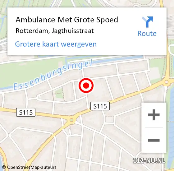 Locatie op kaart van de 112 melding: Ambulance Met Grote Spoed Naar Rotterdam, Jagthuisstraat op 2 november 2024 13:57