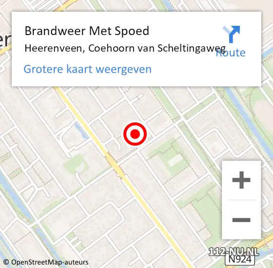 Locatie op kaart van de 112 melding: Brandweer Met Spoed Naar Heerenveen, Coehoorn van Scheltingaweg op 2 november 2024 14:18