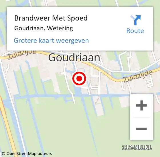 Locatie op kaart van de 112 melding: Brandweer Met Spoed Naar Goudriaan, Wetering op 2 november 2024 14:28