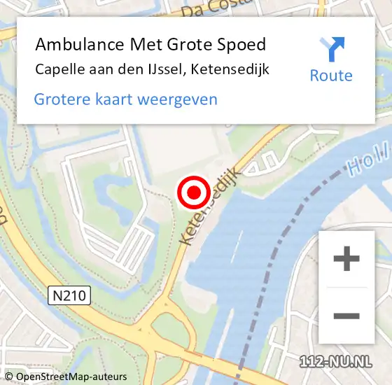 Locatie op kaart van de 112 melding: Ambulance Met Grote Spoed Naar Capelle aan den IJssel, Ketensedijk op 2 november 2024 14:39