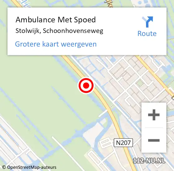 Locatie op kaart van de 112 melding: Ambulance Met Spoed Naar Stolwijk, Schoonhovenseweg op 2 november 2024 15:06