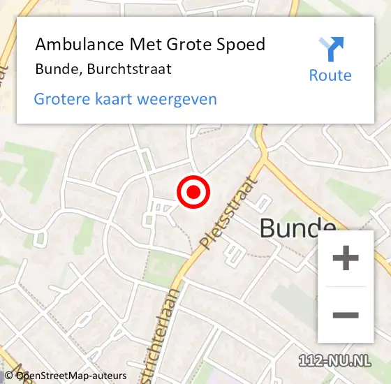 Locatie op kaart van de 112 melding: Ambulance Met Grote Spoed Naar Bunde, Burchtstraat op 25 oktober 2014 15:46