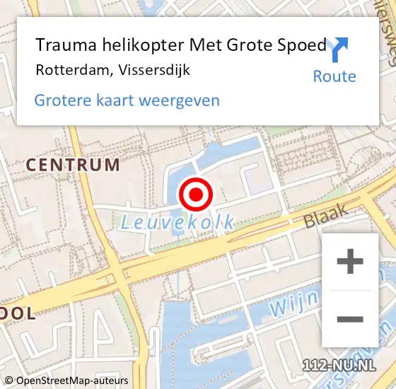 Locatie op kaart van de 112 melding: Trauma helikopter Met Grote Spoed Naar Rotterdam, Vissersdijk op 2 november 2024 15:14