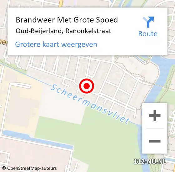 Locatie op kaart van de 112 melding: Brandweer Met Grote Spoed Naar Oud-Beijerland, Ranonkelstraat op 2 november 2024 15:15