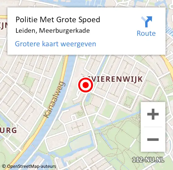 Locatie op kaart van de 112 melding: Politie Met Grote Spoed Naar Leiden, Meerburgerkade op 2 november 2024 15:39