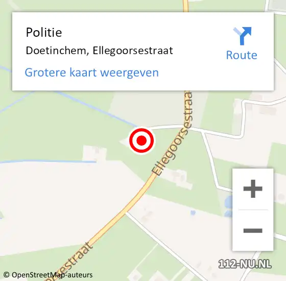 Locatie op kaart van de 112 melding: Politie Doetinchem, Ellegoorsestraat op 2 november 2024 15:56