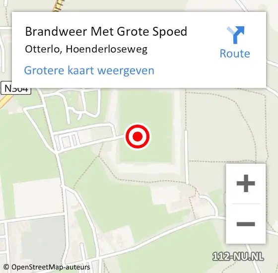 Locatie op kaart van de 112 melding: Brandweer Met Grote Spoed Naar Otterlo, Hoenderloseweg op 2 november 2024 16:02