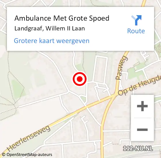 Locatie op kaart van de 112 melding: Ambulance Met Grote Spoed Naar Landgraaf, Willem II Laan op 25 oktober 2014 15:54