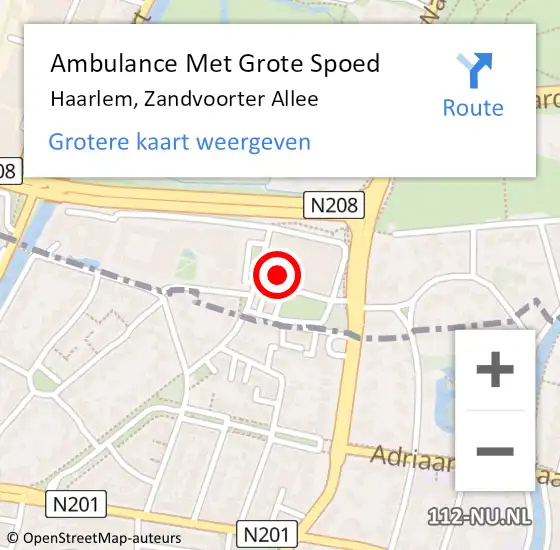 Locatie op kaart van de 112 melding: Ambulance Met Grote Spoed Naar Haarlem, Zandvoorter Allee op 2 november 2024 16:34