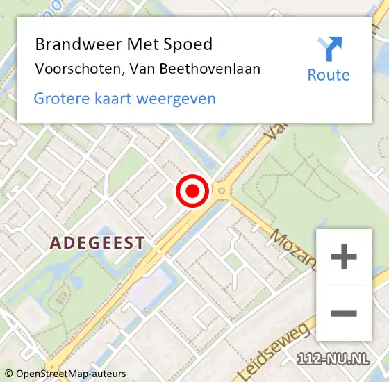 Locatie op kaart van de 112 melding: Brandweer Met Spoed Naar Voorschoten, Van Beethovenlaan op 2 november 2024 16:40