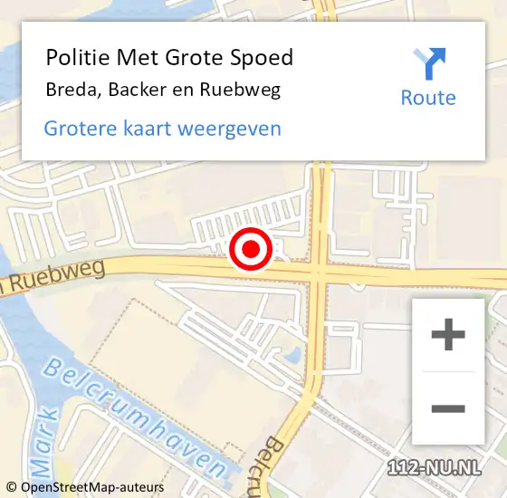 Locatie op kaart van de 112 melding: Politie Met Grote Spoed Naar Breda, Backer en Ruebweg op 2 november 2024 17:01