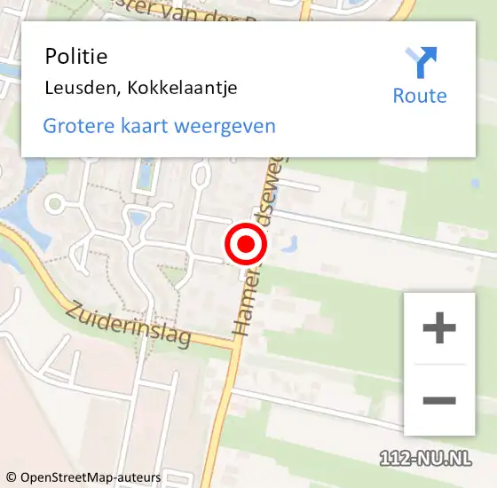 Locatie op kaart van de 112 melding: Politie Leusden, Kokkelaantje op 25 oktober 2014 15:59