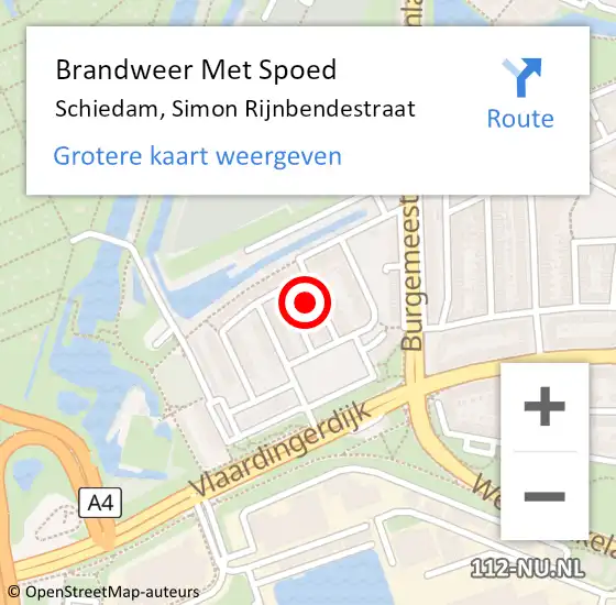 Locatie op kaart van de 112 melding: Brandweer Met Spoed Naar Schiedam, Simon Rijnbendestraat op 2 november 2024 17:21