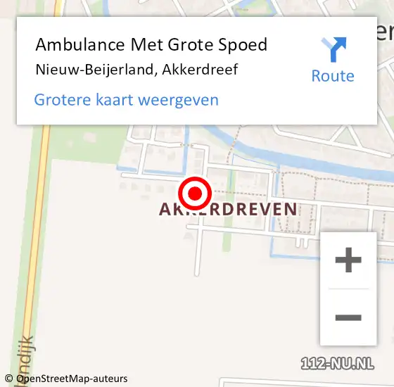 Locatie op kaart van de 112 melding: Ambulance Met Grote Spoed Naar Nieuw-Beijerland, Akkerdreef op 2 november 2024 17:27