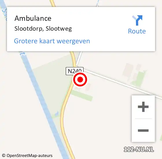 Locatie op kaart van de 112 melding: Ambulance Slootdorp, Slootweg op 2 november 2024 17:41