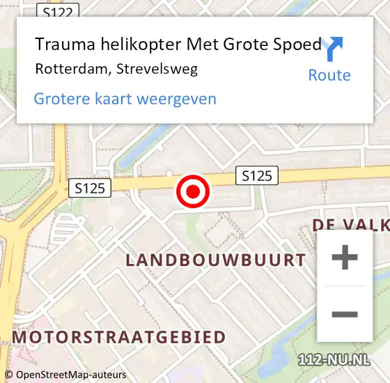 Locatie op kaart van de 112 melding: Trauma helikopter Met Grote Spoed Naar Rotterdam, Strevelsweg op 2 november 2024 17:55