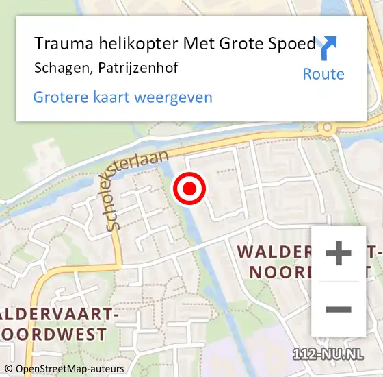 Locatie op kaart van de 112 melding: Trauma helikopter Met Grote Spoed Naar Schagen, Patrijzenhof op 2 november 2024 17:57