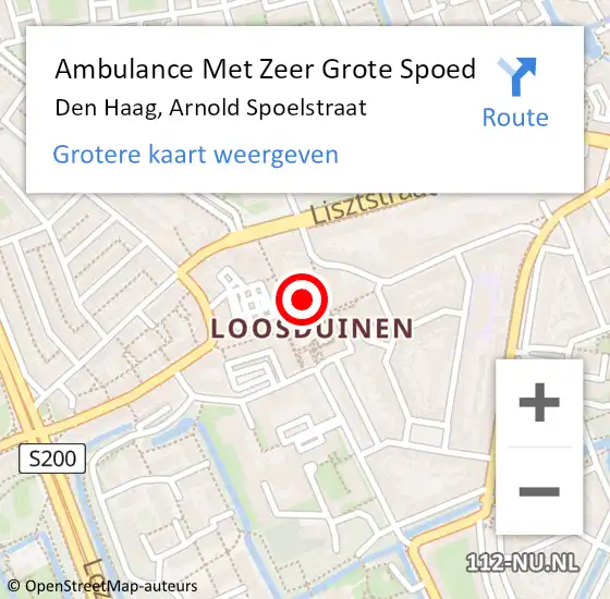 Locatie op kaart van de 112 melding: Ambulance Met Zeer Grote Spoed Naar Den Haag, Arnold Spoelstraat op 2 november 2024 18:08