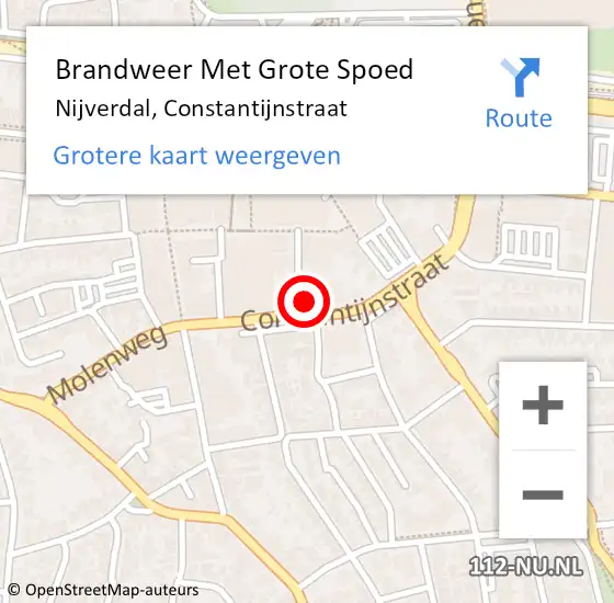 Locatie op kaart van de 112 melding: Brandweer Met Grote Spoed Naar Nijverdal, Constantijnstraat op 2 november 2024 18:13