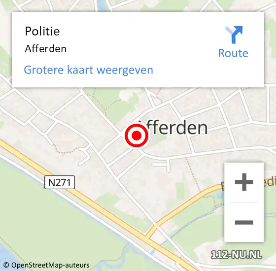 Locatie op kaart van de 112 melding: Politie Afferden op 25 oktober 2014 16:06