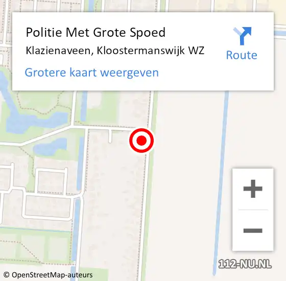 Locatie op kaart van de 112 melding: Politie Met Grote Spoed Naar Klazienaveen, Kloostermanswijk WZ op 2 november 2024 18:48