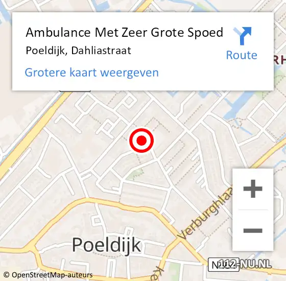 Locatie op kaart van de 112 melding: Ambulance Met Zeer Grote Spoed Naar Poeldijk, Dahliastraat op 2 november 2024 18:54