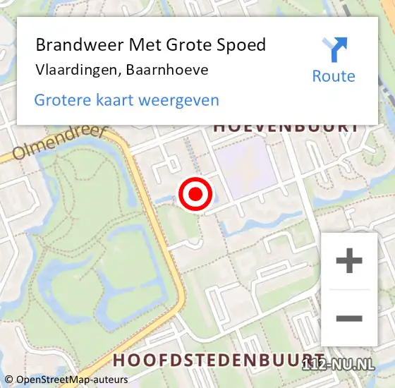 Locatie op kaart van de 112 melding: Brandweer Met Grote Spoed Naar Vlaardingen, Baarnhoeve op 2 november 2024 19:09