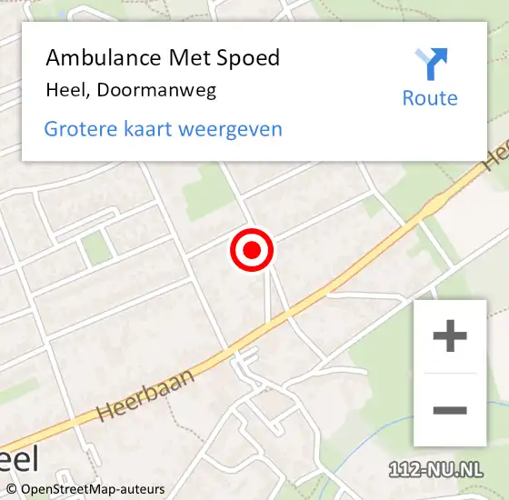 Locatie op kaart van de 112 melding: Ambulance Met Spoed Naar Heel, Doormanweg op 2 november 2024 19:21