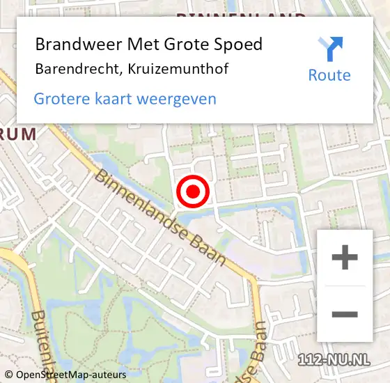 Locatie op kaart van de 112 melding: Brandweer Met Grote Spoed Naar Barendrecht, Kruizemunthof op 2 november 2024 19:43