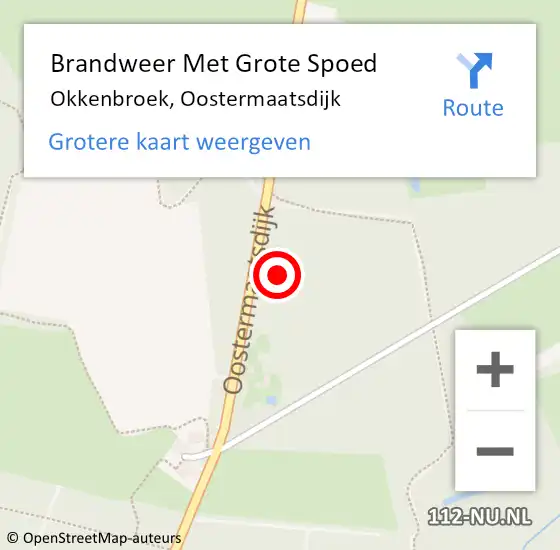 Locatie op kaart van de 112 melding: Brandweer Met Grote Spoed Naar Okkenbroek, Oostermaatsdijk op 2 november 2024 19:49