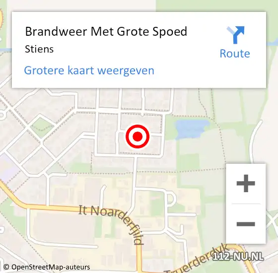 Locatie op kaart van de 112 melding: Brandweer Met Grote Spoed Naar Stiens op 2 november 2024 20:05