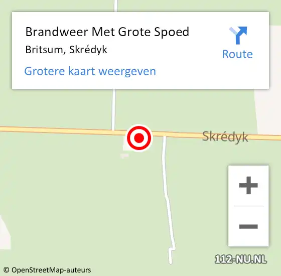 Locatie op kaart van de 112 melding: Brandweer Met Grote Spoed Naar Britsum, Skrédyk op 2 november 2024 20:18