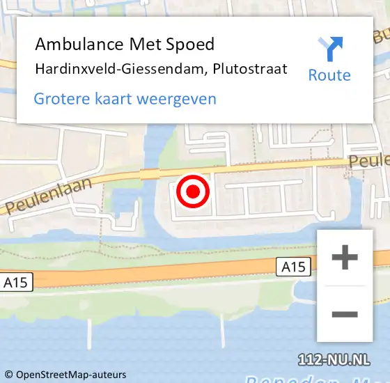 Locatie op kaart van de 112 melding: Ambulance Met Spoed Naar Hardinxveld-Giessendam, Plutostraat op 2 november 2024 20:23