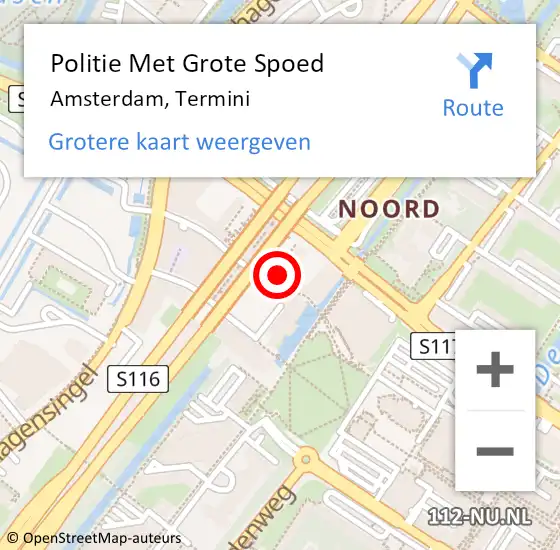 Locatie op kaart van de 112 melding: Politie Met Grote Spoed Naar Amsterdam, Termini op 2 november 2024 20:31