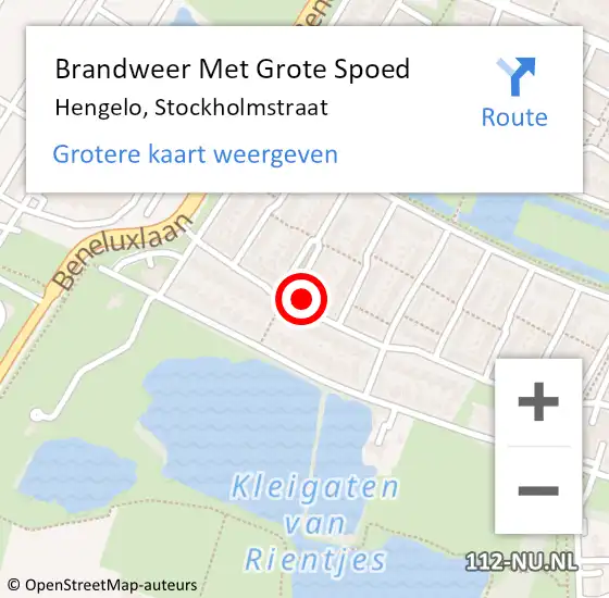 Locatie op kaart van de 112 melding: Brandweer Met Grote Spoed Naar Hengelo, Stockholmstraat op 18 oktober 2013 17:58