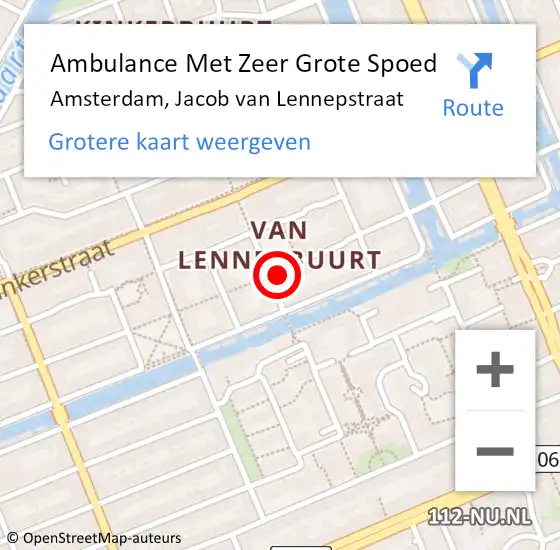 Locatie op kaart van de 112 melding: Ambulance Met Zeer Grote Spoed Naar Amsterdam, Jacob van Lennepstraat op 2 november 2024 20:48