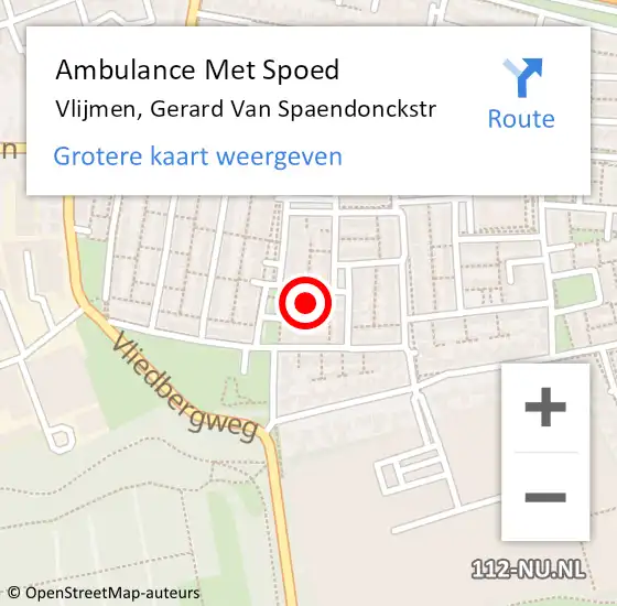 Locatie op kaart van de 112 melding: Ambulance Met Spoed Naar Vlijmen, Gerard Van Spaendonckstr op 25 oktober 2014 16:18