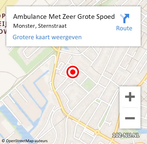 Locatie op kaart van de 112 melding: Ambulance Met Zeer Grote Spoed Naar Monster, Sternstraat op 2 november 2024 21:09