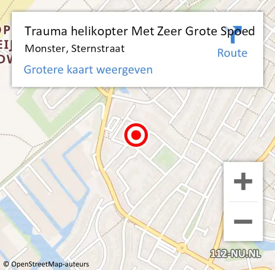 Locatie op kaart van de 112 melding: Trauma helikopter Met Zeer Grote Spoed Naar Monster, Sternstraat op 2 november 2024 21:10